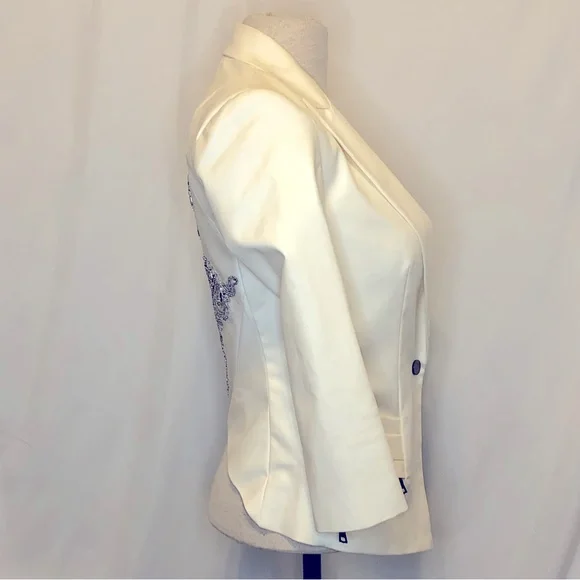 Robert Rodriguez White Jacket with Silver Beaded Back NWT - Picture 4 of 11